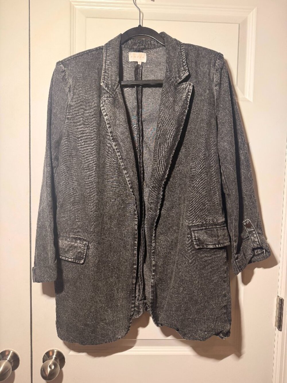 Entro Black Wash Blazer Jacket Medium | Shoulder Pads | Functional Pockets